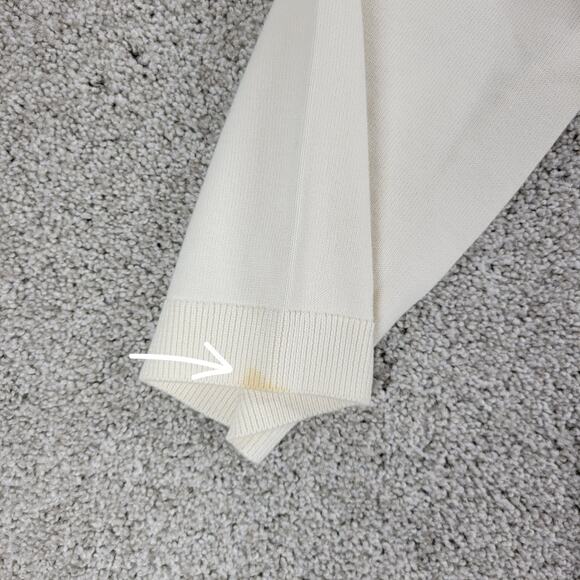 Talbots Womens Sweater XL Cream Black Paisley Eyelash Lace Stripes Crew Neck - Picture 10 of 12